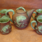 teapot+mugs salmon:green