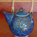 teapot with bamboo handle tree indigo blueJPG